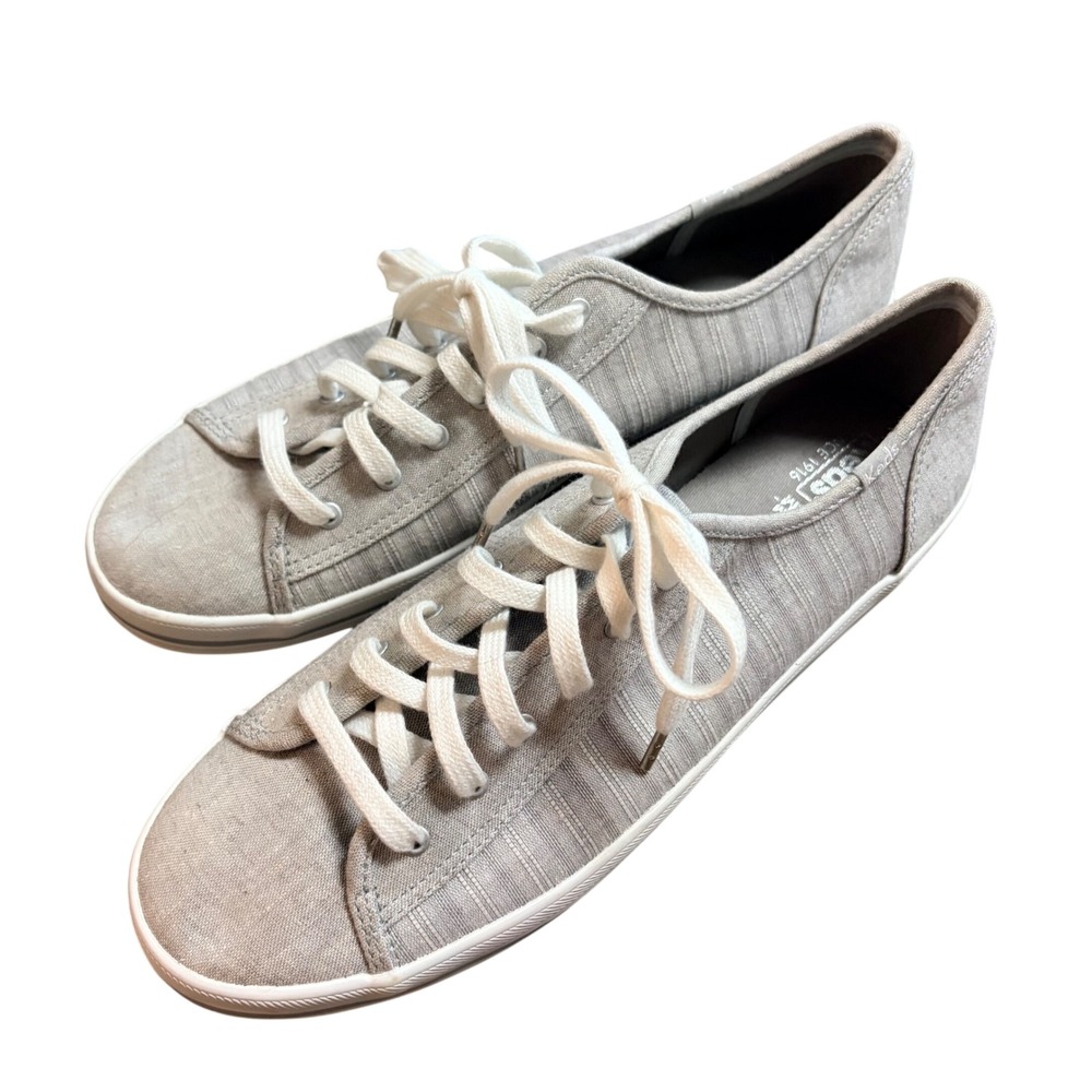 Keds Kickstart Gray Textured Stripe Sneakers Dream Foam WF62943 Womens 11